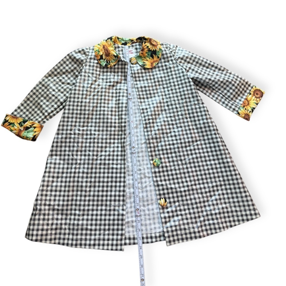 Vintage 90’s Girls Checkered Sunflower Rain Coat (Missing 2 Buttons) - Picture 2 of 7